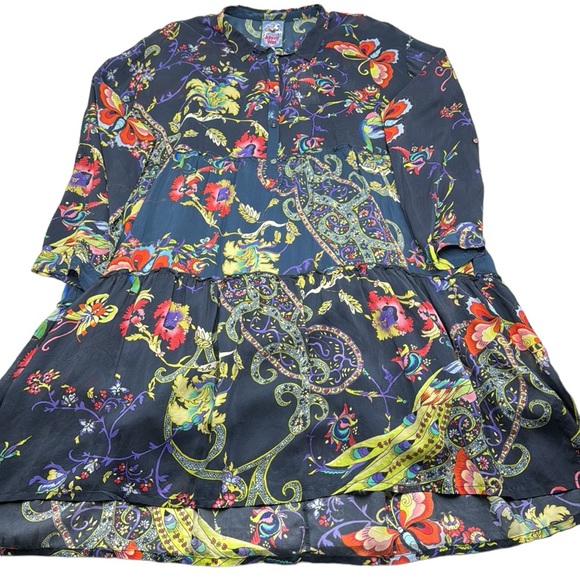 Johnny Was Silk Pottery Jasmine Dress Size Large - Picture 9 of 16
